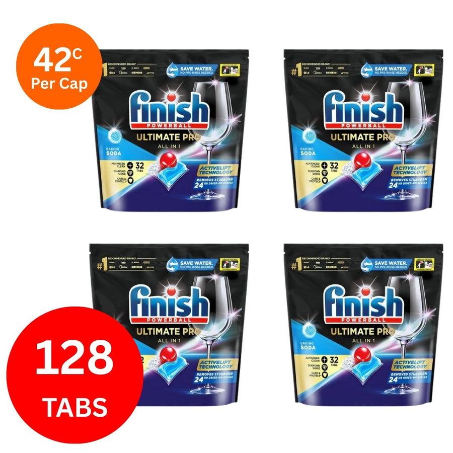 Finish Ultimate Pro 42c/Tab x 128 Baking Soda Dishwasher Tablets.
