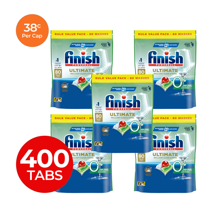 Finish Ultimate 0% 38c/Tab x 400 Dishwasher Tablets.