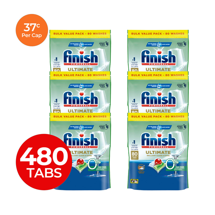 Finish Ultimate 0% 37c/Tab x 480 Dishwasher Tablets.