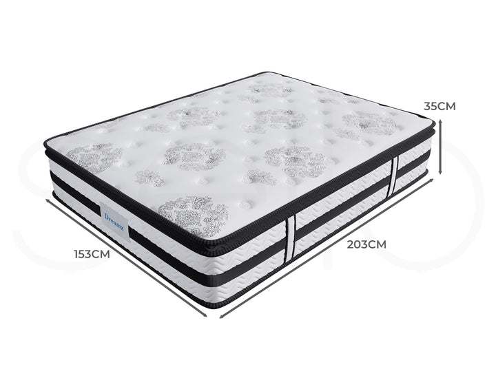 Dreamz Spring Mattress Bed Pocket Egg Crate Foam Medium Firm Queen Size 35CM