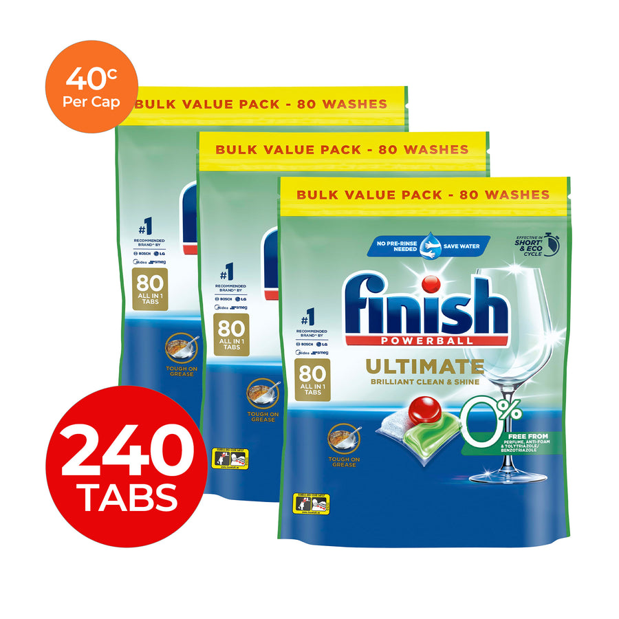 Finish Ultimate 0% 40c/Tab x 240 Dishwasher Tablets.