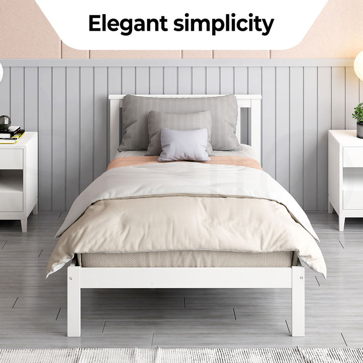 King Single Wooden Bed Frame Full White