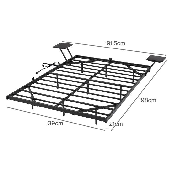 Double Bed Frame Floating Frame with Storage Shelves RGB Lights Black