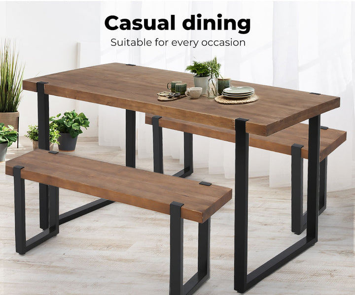 Levede Wooden Dining Set Table with Bench - Levede