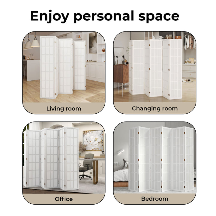 6 Panel Room Divider Folding Partition Freestanding Screen Wooden