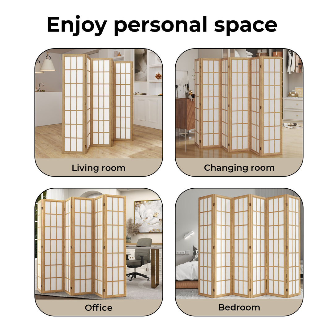 6 Panel Room Divider Folding Partition Freestanding Screen Wooden