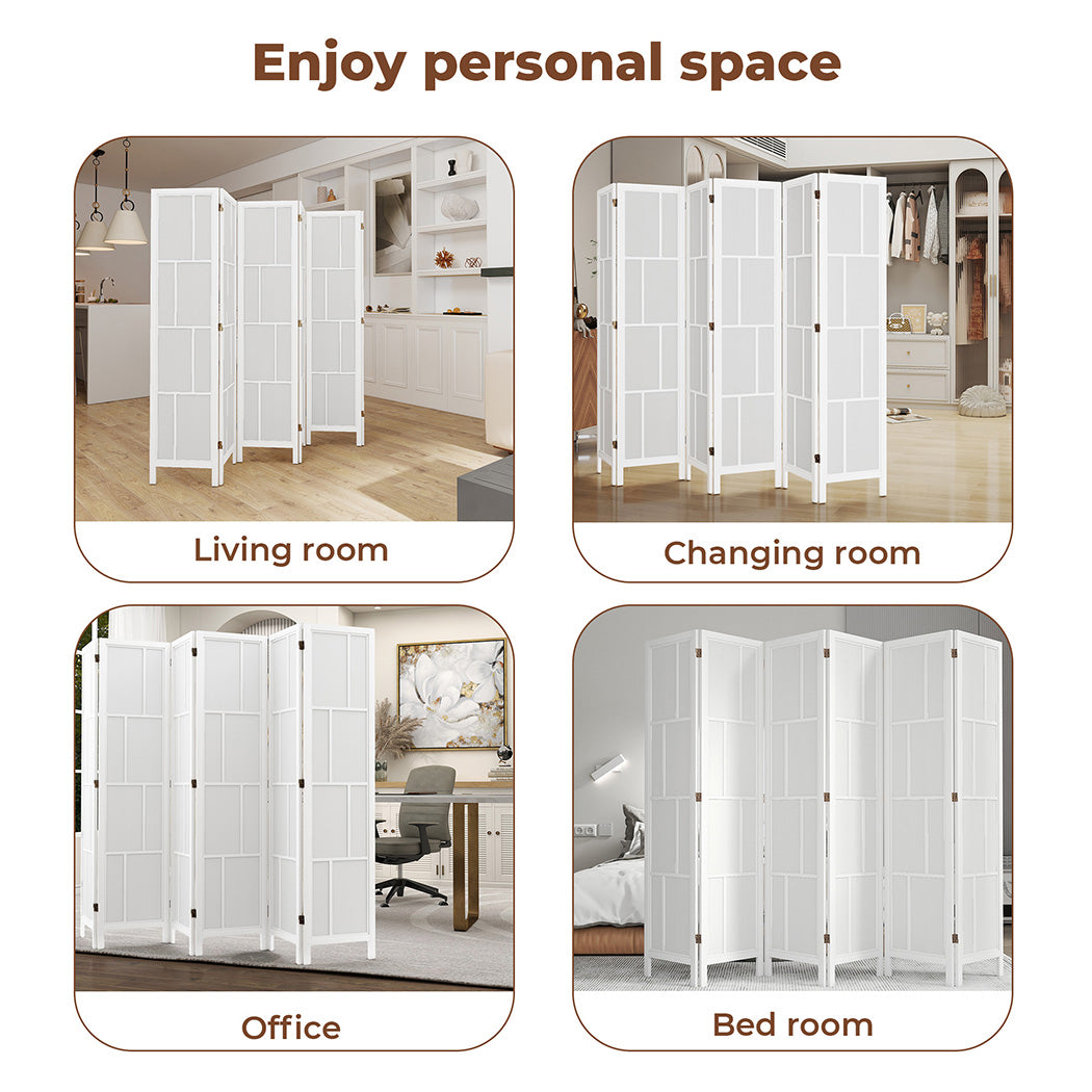 6 Panel Room Divider Folding Partition Freestanding Screen Wooden