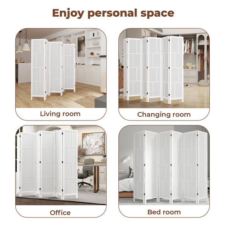 6 Panel Room Divider Folding Partition Freestanding Screen Wooden