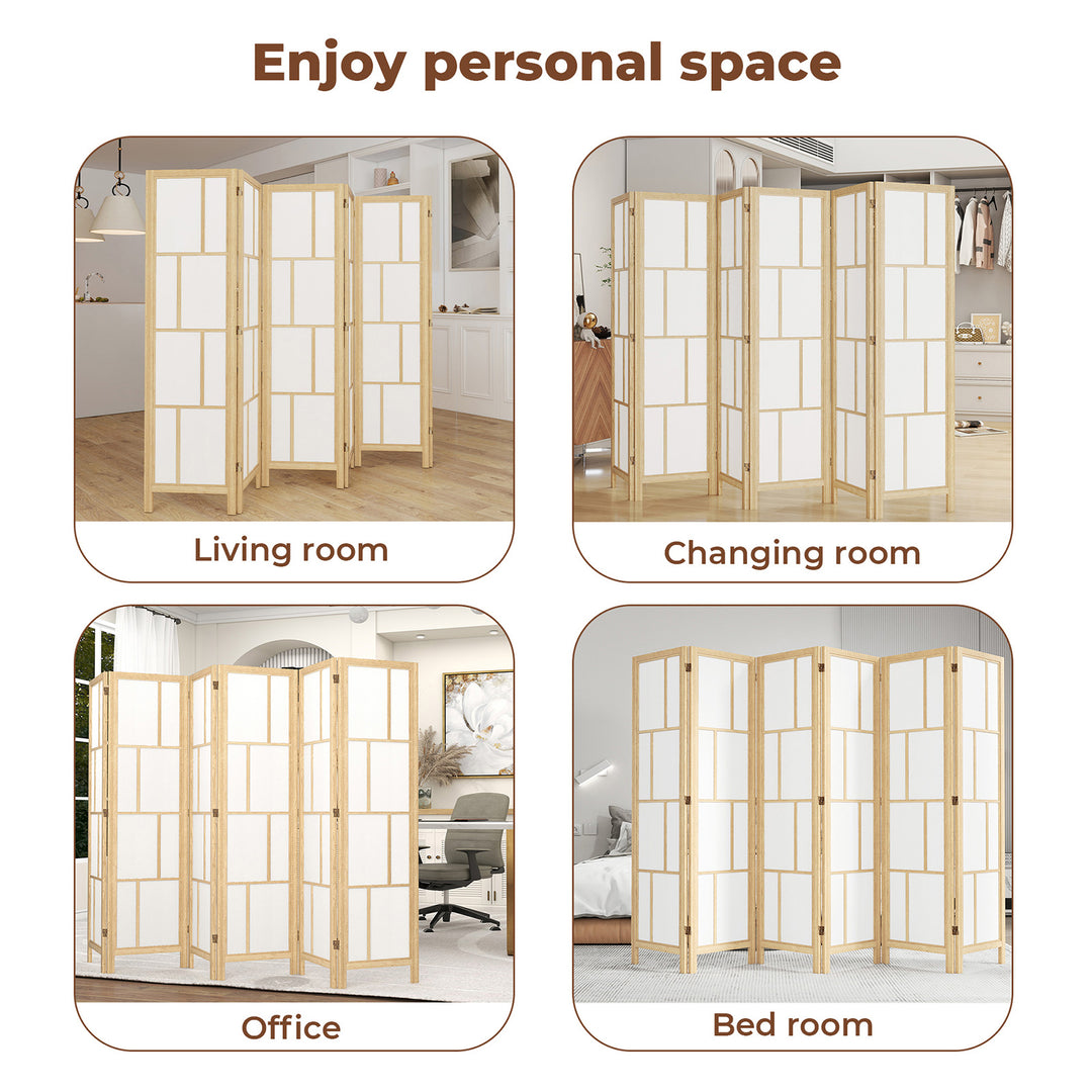 6 Panel Room Divider Folding Partition Freestanding Screen Wooden