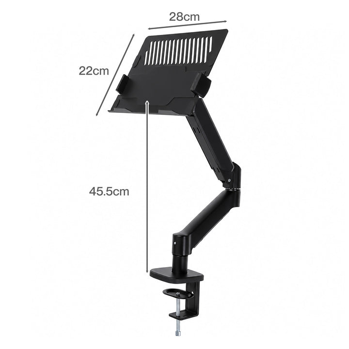 Monitor Arm Tray Mount Laptop Stand Adjustable Rotating for Desk Black
