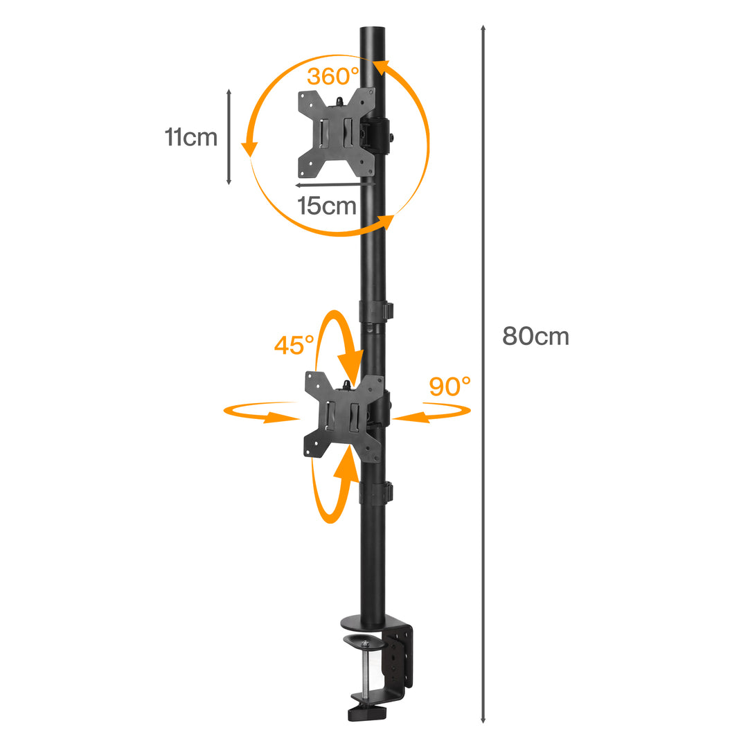 Dual Monitor Arm Adjustable Stand Mount For 13-34 Inch Office Black