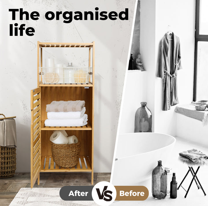 Levede Bamboo Shoe Storage Cabinet Laundry Organizer Cupboard Freestanding