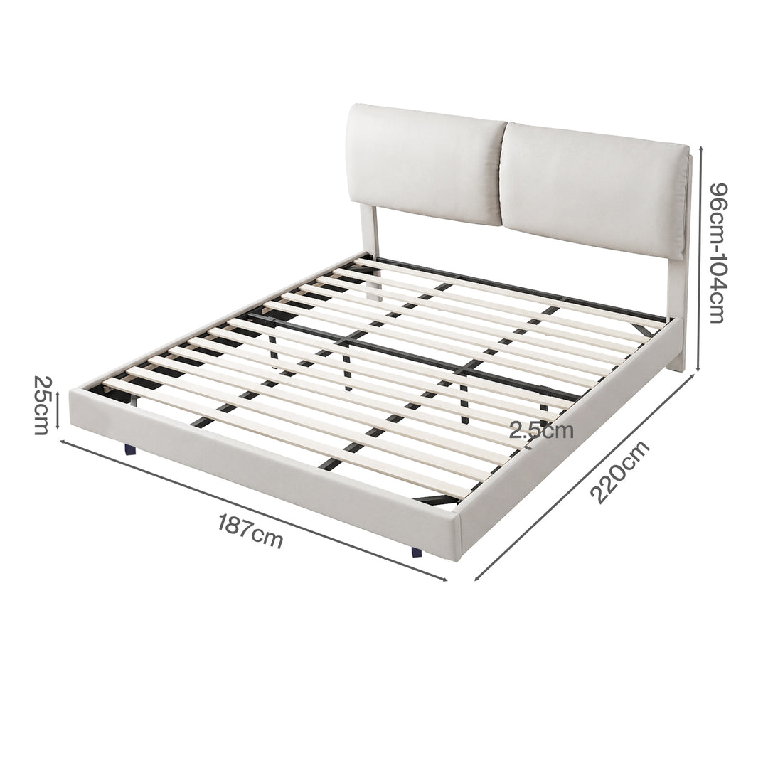 Floating Bed Frame With RGB LED Light Headboard Base Platform