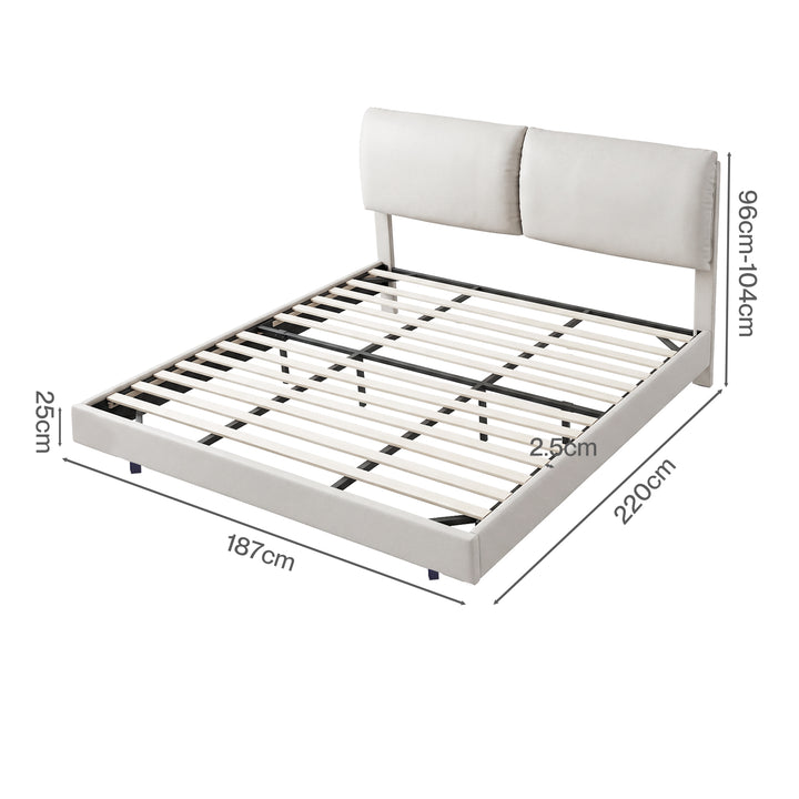 Floating Bed Frame With RGB LED Light Headboard Base Platform