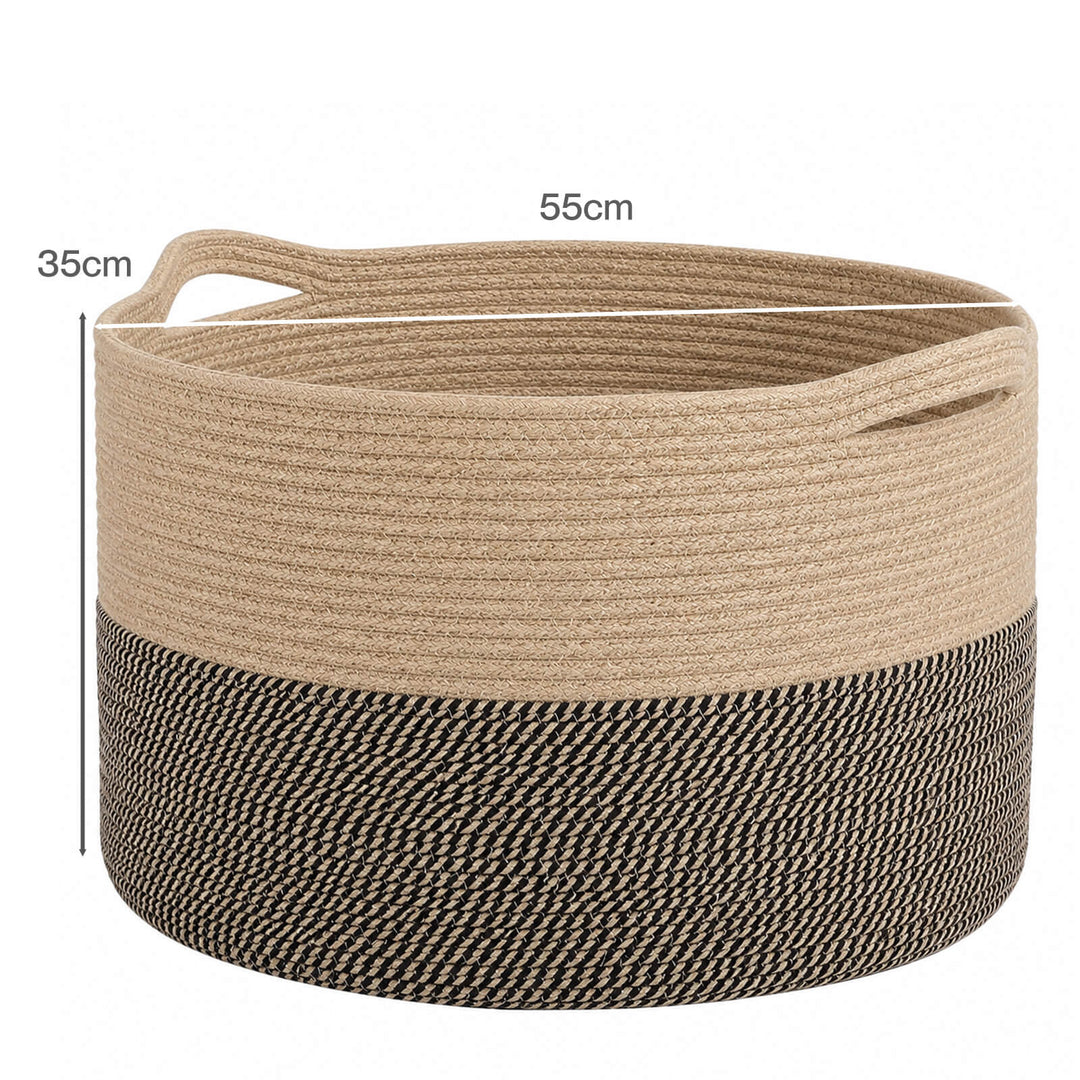 Blanket Basket Large Cotton Rope Jute with Handles Foldable Home Yellow