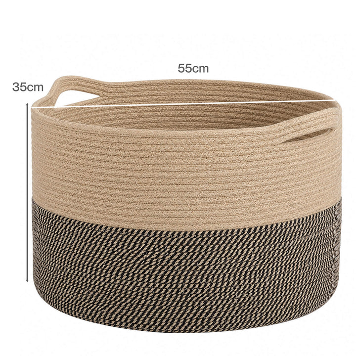 Blanket Basket Large Cotton Rope Jute with Handles Foldable Home Yellow