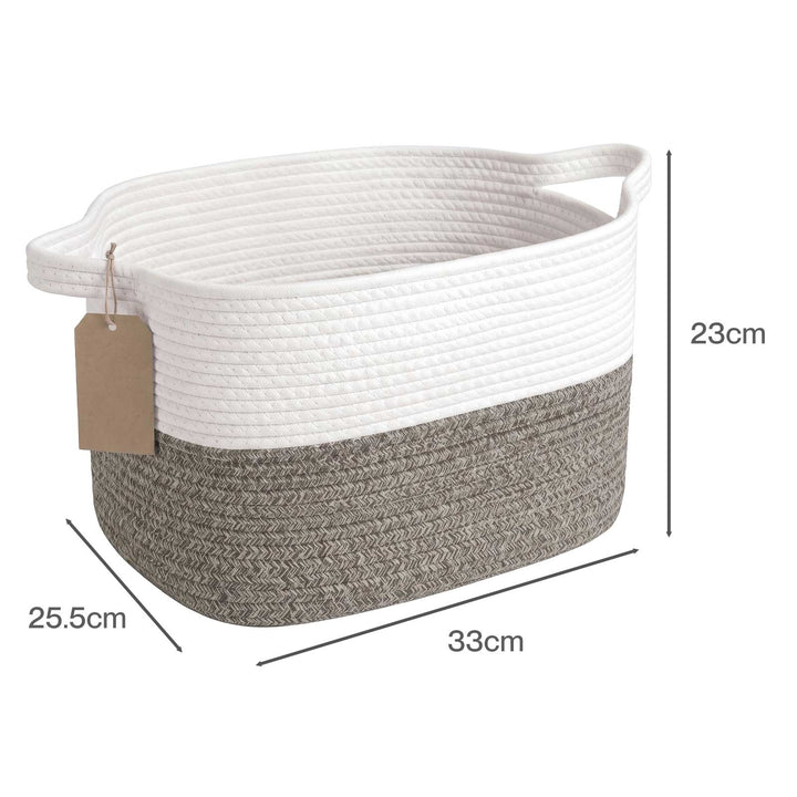 Storage Baskets Laundry Bins 3Pcs Foldable with Handles Cotton Rope Brown