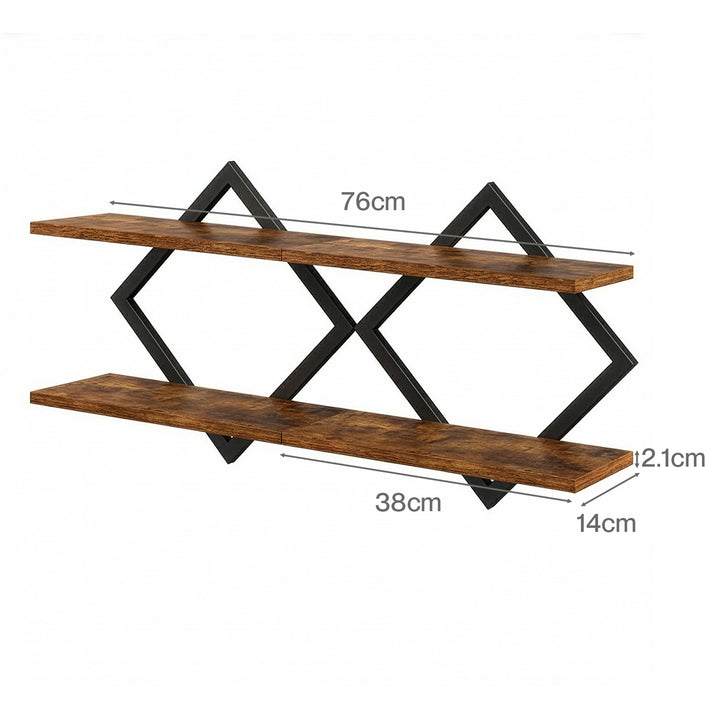 Levede Wall Shelf Floating 2 Tier Storage Decorative Bookshelf 2 Pcs Living Room
