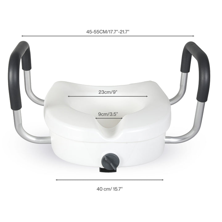 Raised Toilet Seat with Handles Adjustable Height Aid Seniors White