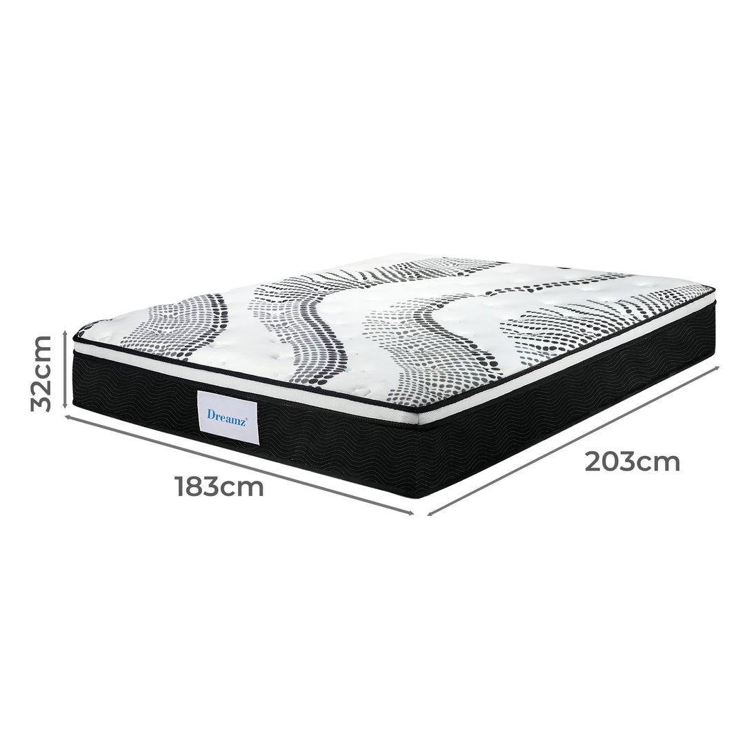 Spring Mattress 7 Zone Bed Pocket Mattress Medium Firm 32cm Foam King