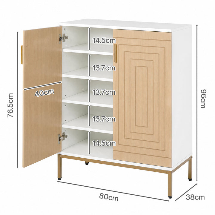 Shoe Cabinet Adjustable Shelves 20 Pairs 5-Tier Shoe Rack Entryway White
