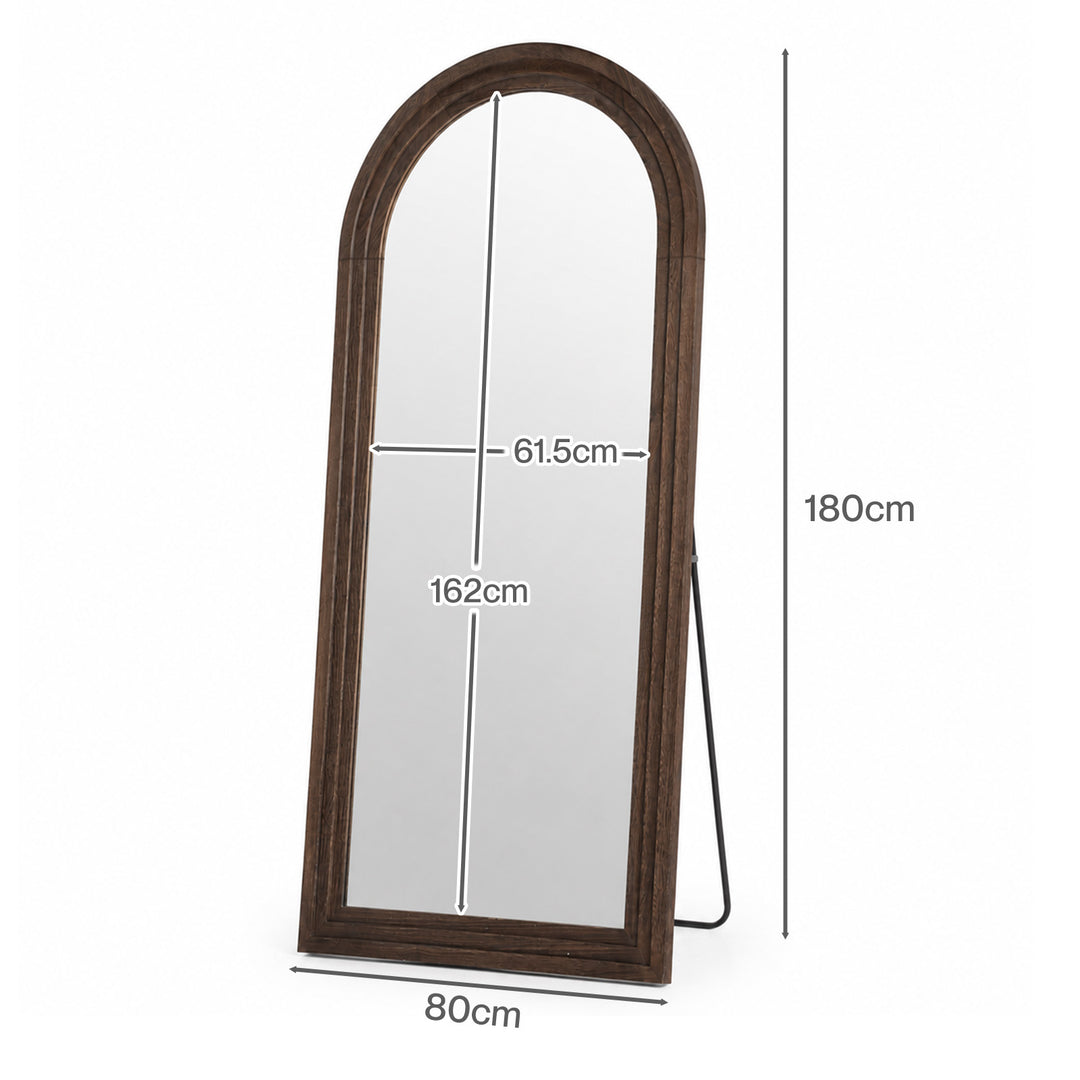 Mirror Full Length 4mm Tempered Glass Stand Lean Mount Bedroom Brown