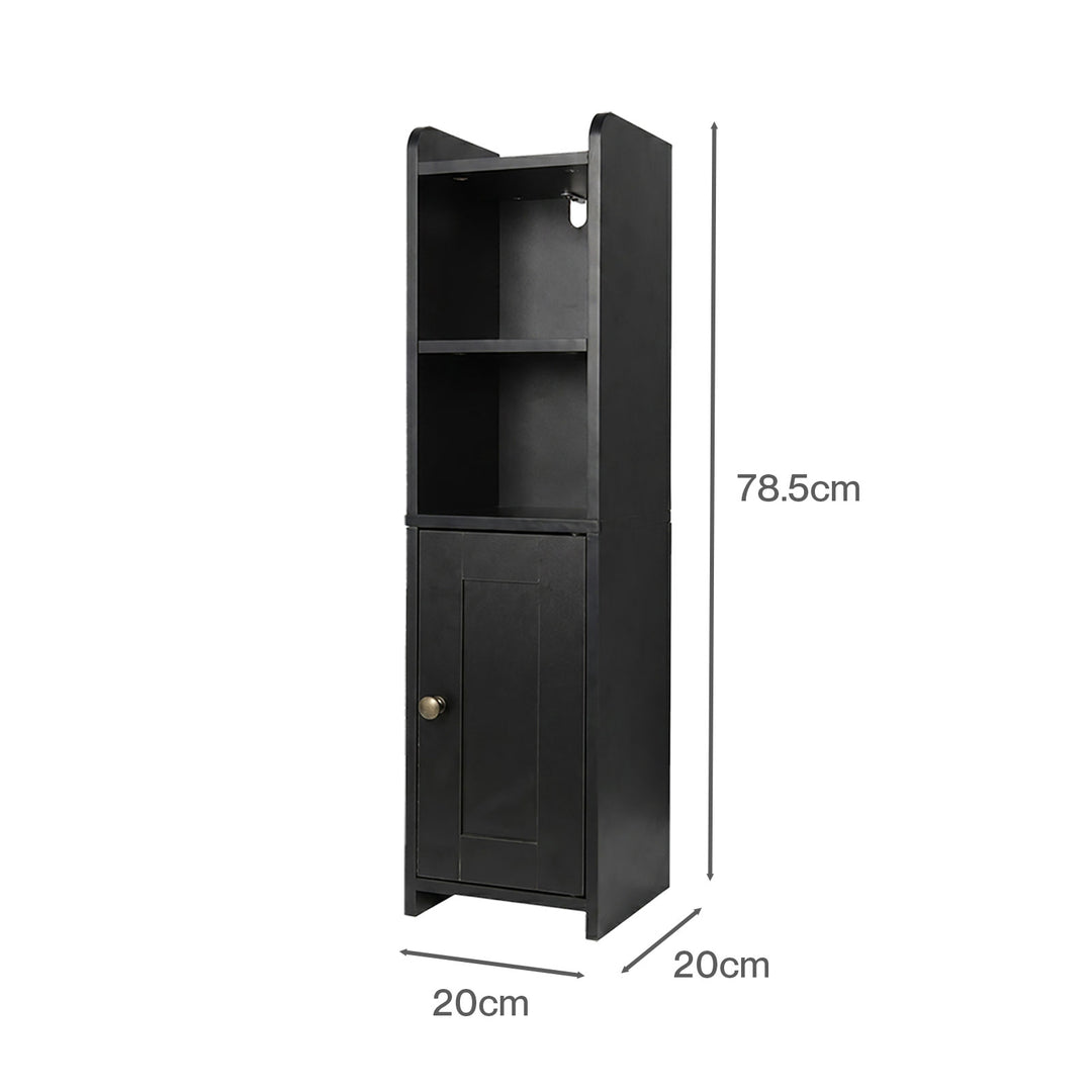 Levede Bathroom Cabinet Storage Slim Organiser Paper Holder Corner 78.5cm Black