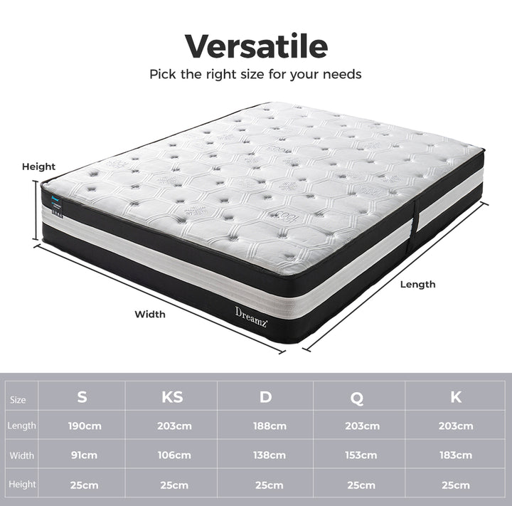 Dreamz Double Cooling Medium Firm Mattress 5 Zone - Levede