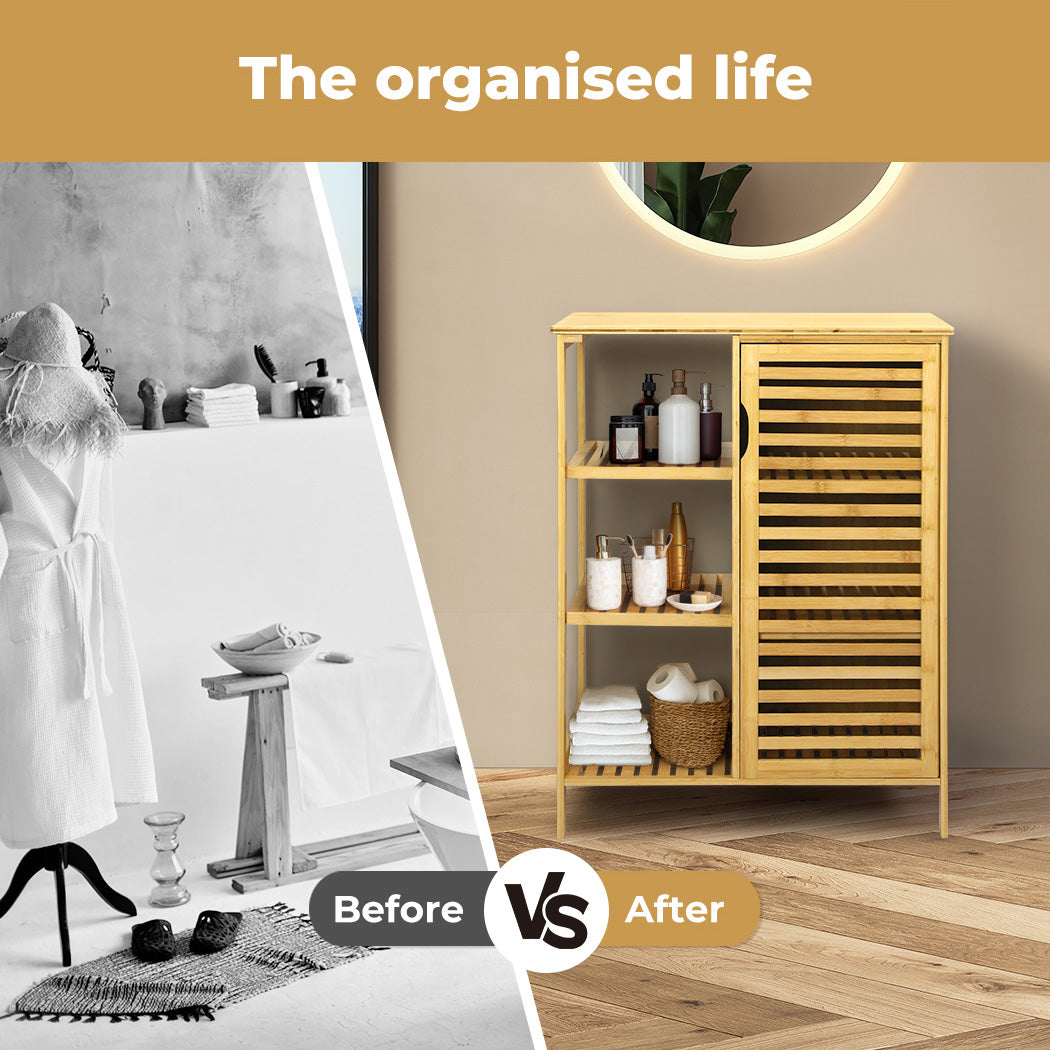 Levede Bamboo Shoe Storage Cabinet Laundry Organiser Cupboard
