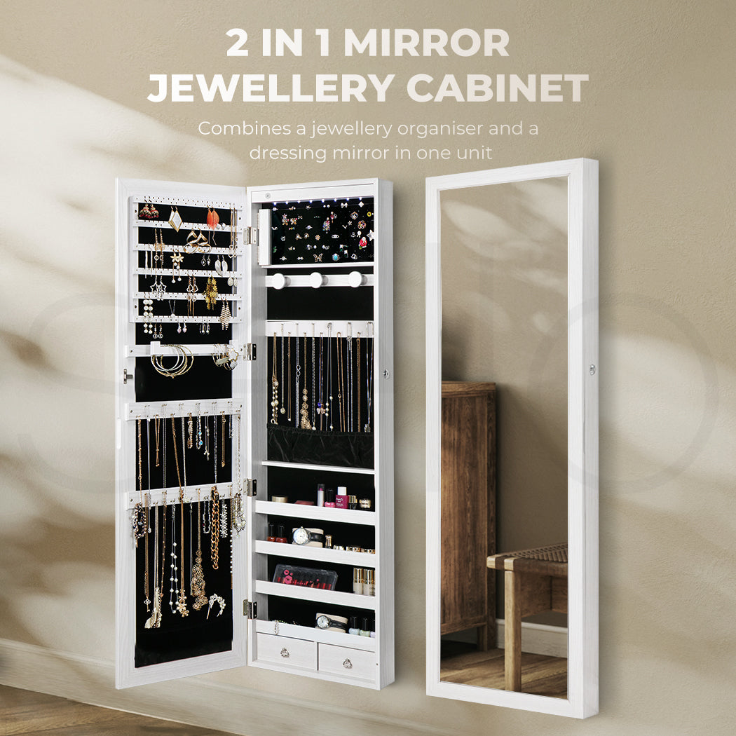 Levede Mirror Jewellery Cabinet LED - Levede