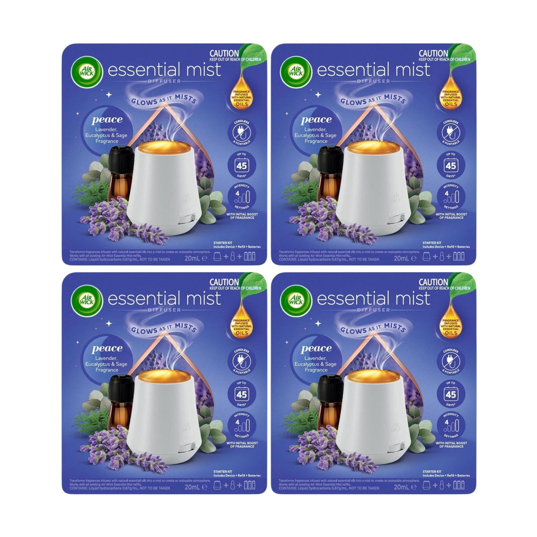 Air Wick Essential Mist Diffuser Peace Lavender Eucalyptus Sage 20mL x4
