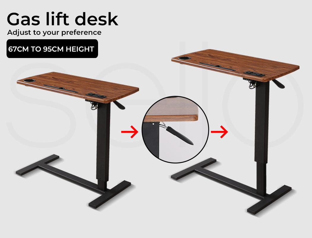 Levede Mobile Standing Desk Foldable Brown Fold - Levede