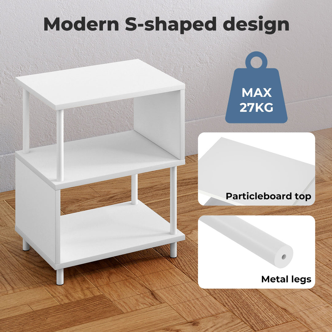 Modern Side Table 3‑Tier Storage Bedside Table End Table Living Room