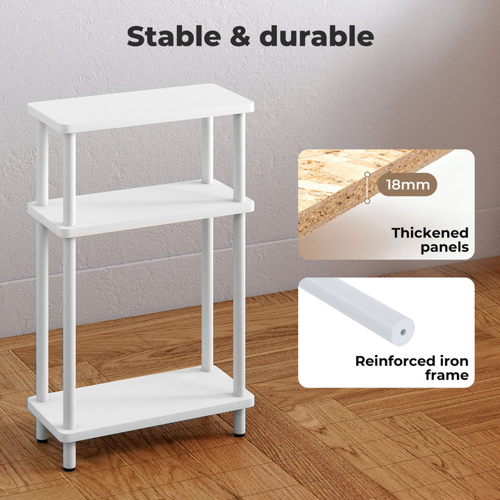 3‑Tier Side Table Bedside Table End Table Storage Shelf Compact White