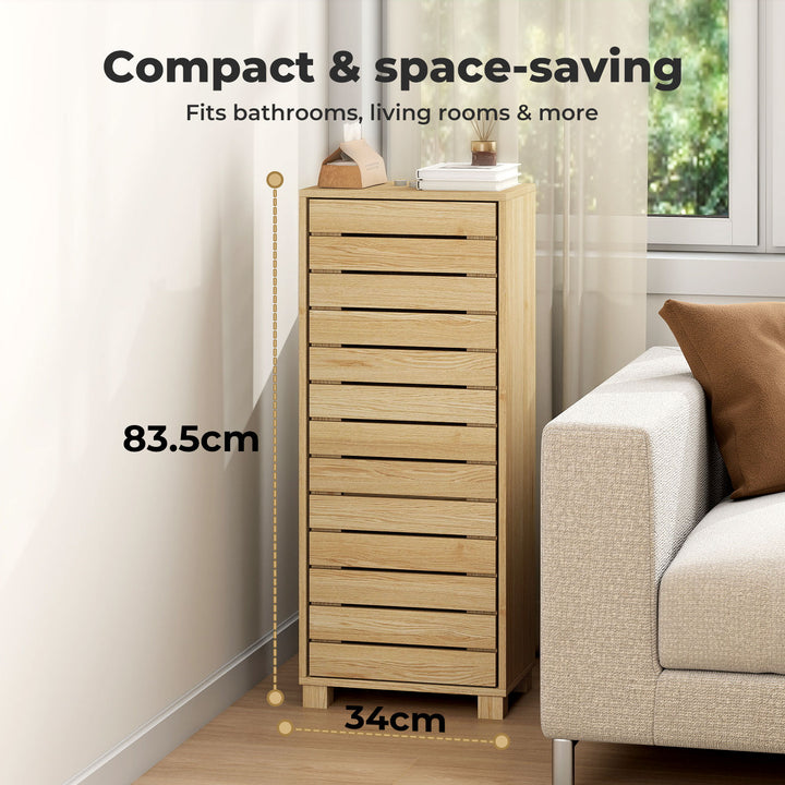 Bathroom Storage Cabinet Handleless Wood Floor Shelf Unit Cupboard Oak