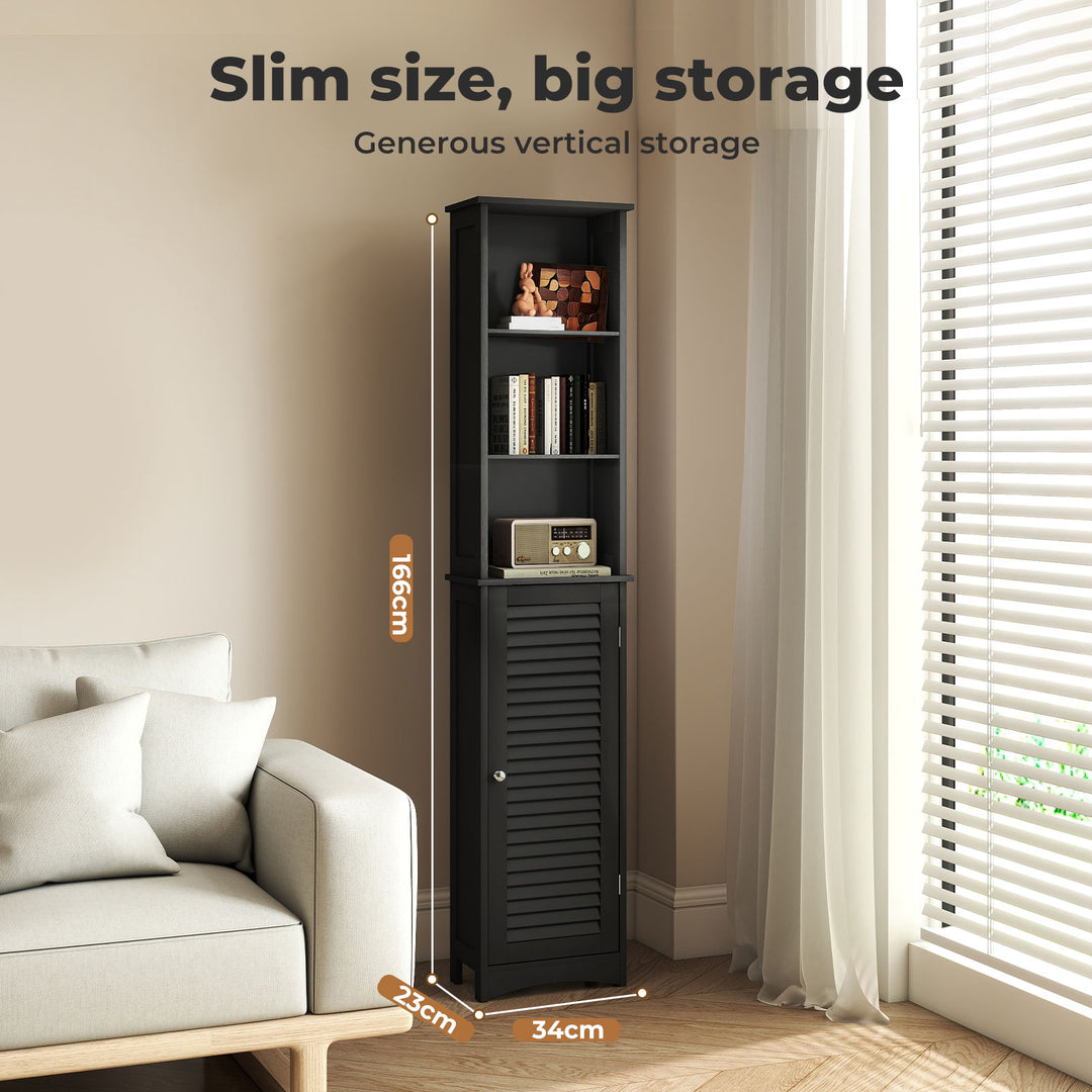Tall Bathroom Cabinet Storage 166cm Tallboy Cupboard Adjustable Shelf