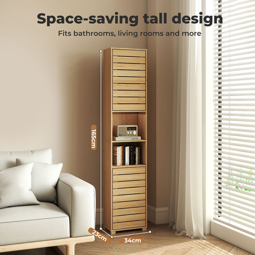 Tall Bathroom Cabinet Storage 165cm Tallboy Adjustable Shelf Cupboard