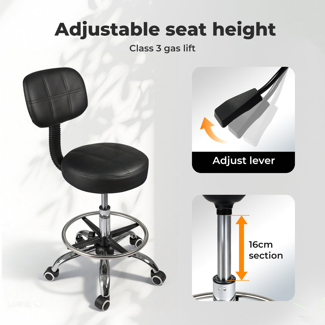 Swivel Office Chair Low Back Round Rolling Stools Height Adjustable