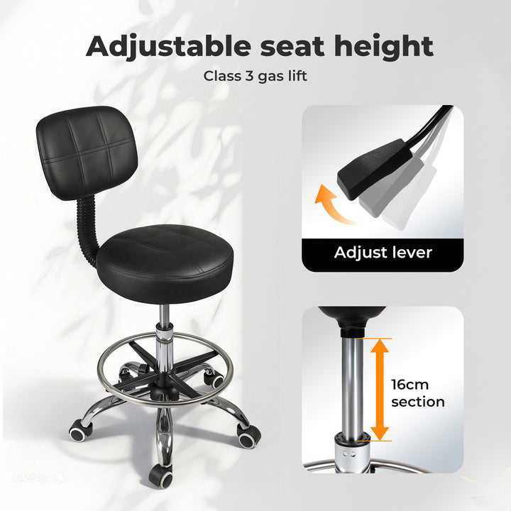 Swivel Office Chair Low Back Round Rolling Stools Height Adjustable