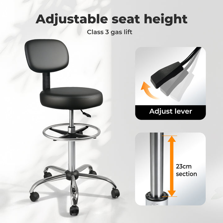 Swivel Office Chair Ergonomic Stool Height Adjustable Footrest Backrest