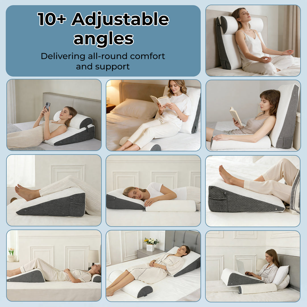 Memory Foam Wedge Pillow Bed Back Neck Support Leg Raiser Cushion