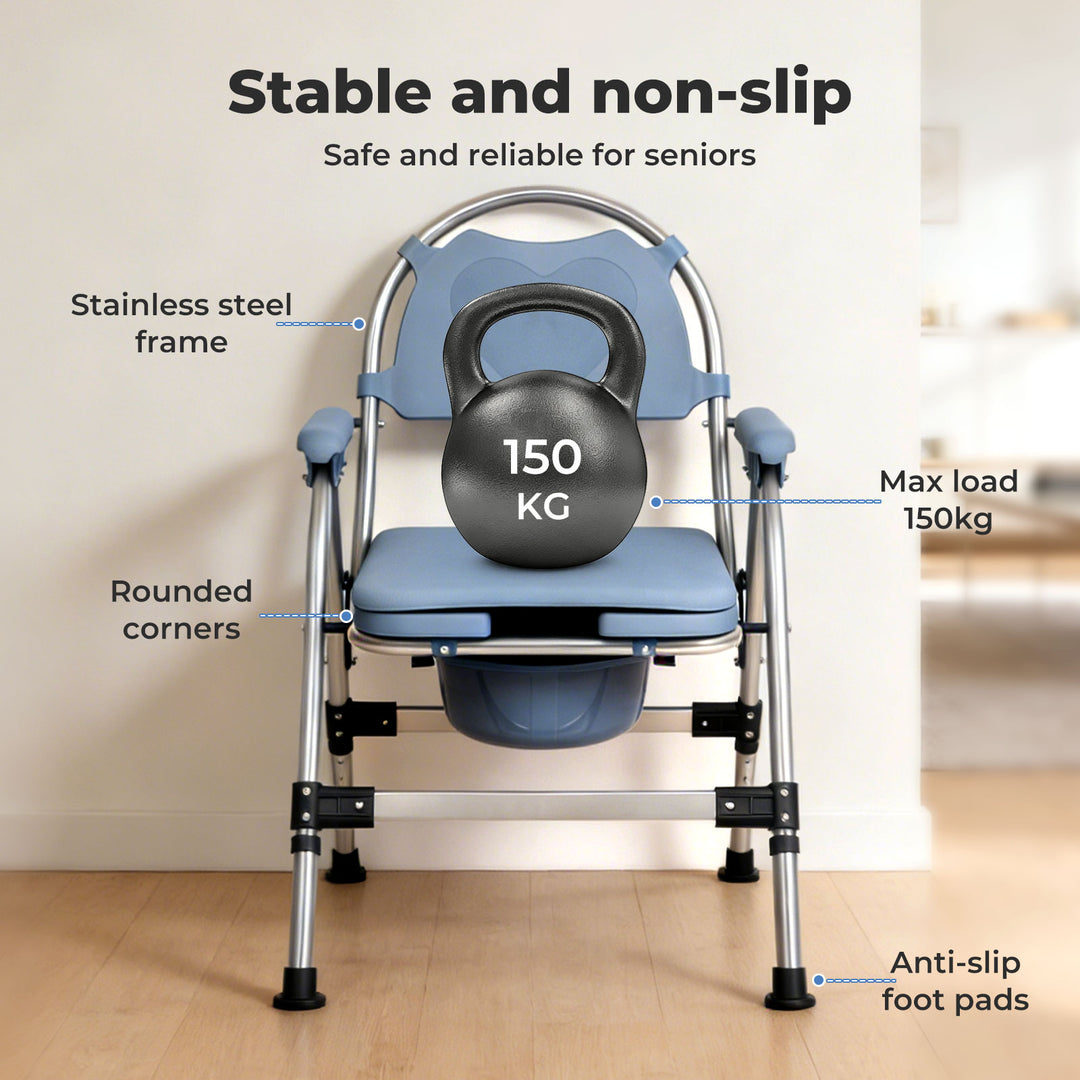 Commode Chair Adjustable Bedside Seat Elderly Pregnant Disability Aid