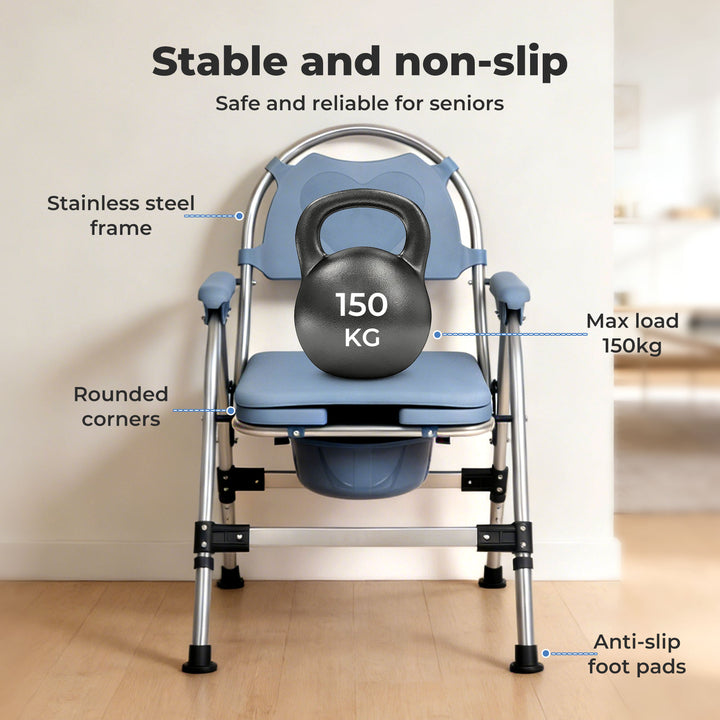 Commode Chair Adjustable Bedside Seat Elderly Pregnant Disability Aid