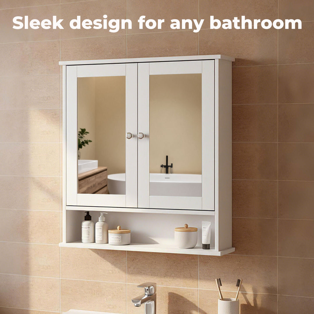 Bathroom Mirror Cabinet Storage Toilet Cupboard Wall Mounted Shelves