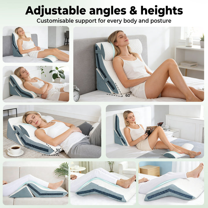 3-in-1 Orthopedic Bed Wedge Pillow Memory Foam Sleep Support Adjustable