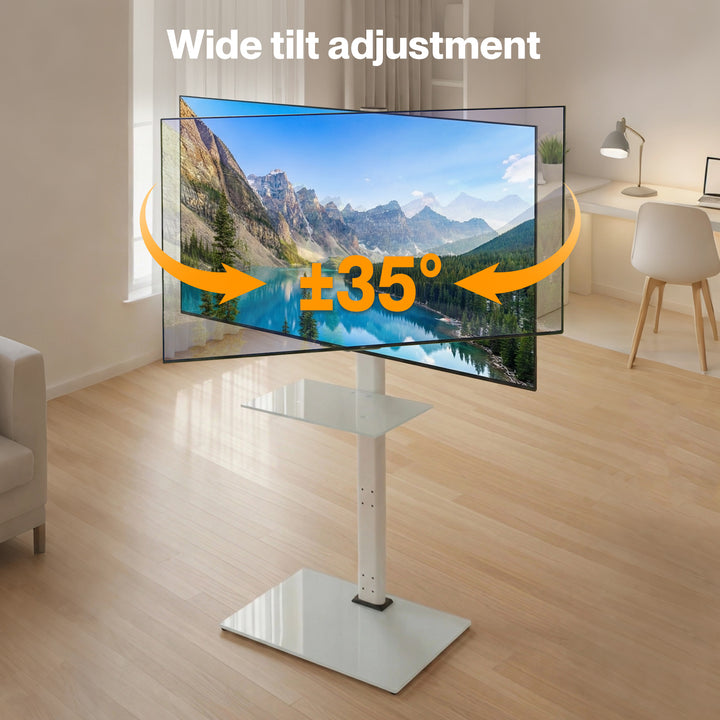 TV Floor Stand 32-65 Inch Universal Swivel Height Adjustable Mount White