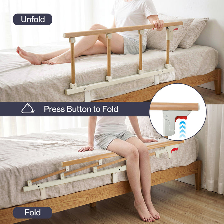 Foldable Bed Rails Elderly Adults Safety Adjustable Bedside Grab Handles