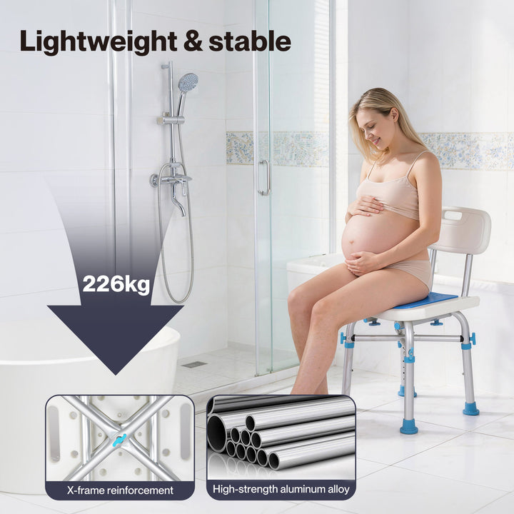 Shower Chair Adjustable Height Safety Seat Bench Bathroom Safety Assist