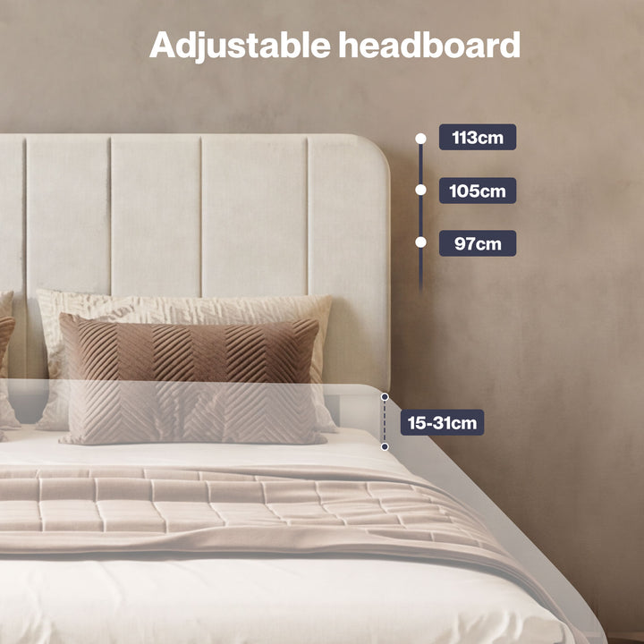 Double Bed Frame Upholstered Adjustable Headboard Platform Mattress Base