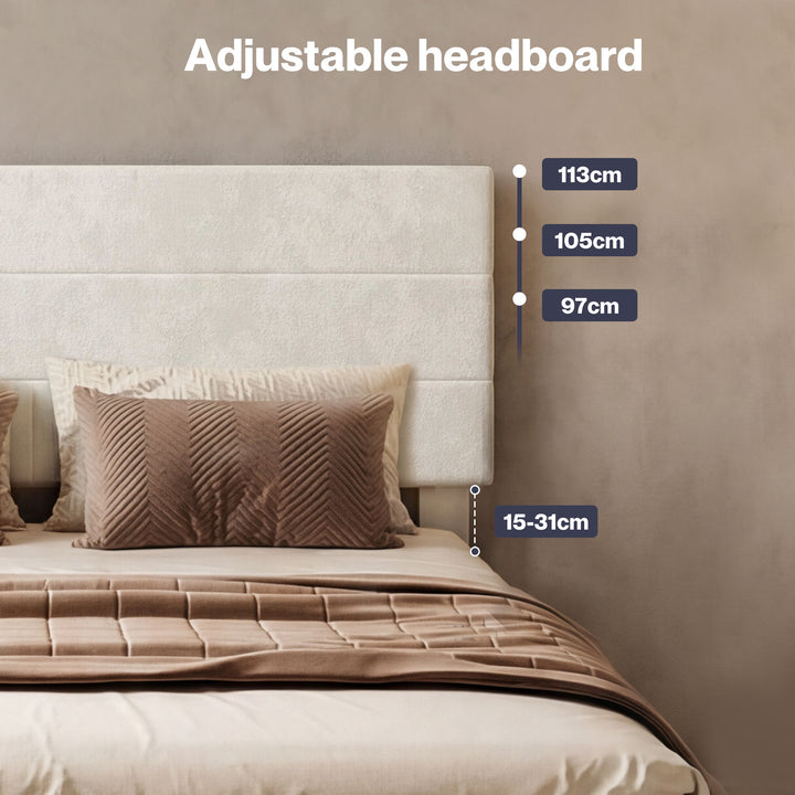 Bed Frame Upholstered Adjustable Headboard Mattress Base